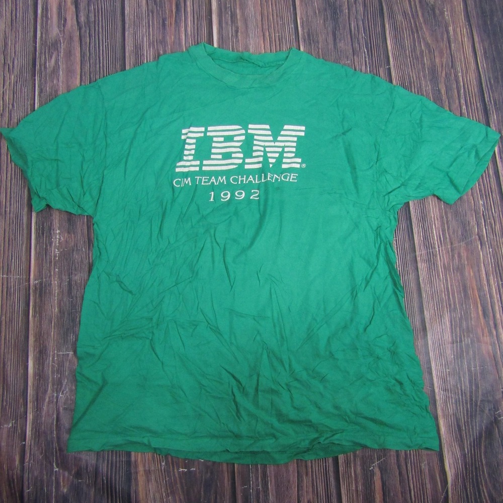 Vintage IBM Shirt Mens Large Green 1992 CIM Team Challenge Promo Tech 90s